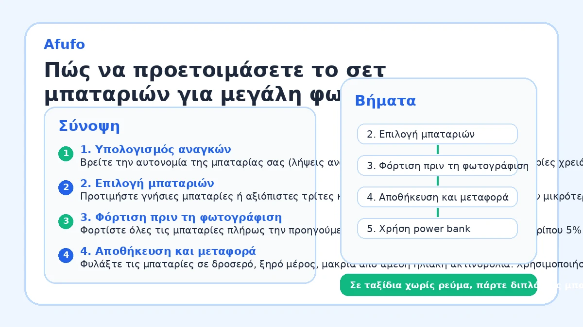 Πώς να προετοιμάσετε το σετ μπαταριών για μεγάλη φωτογράφιση